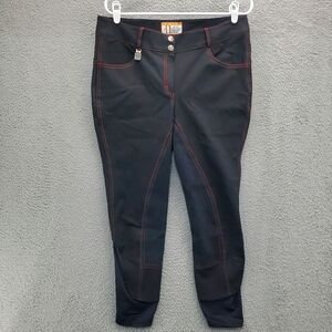 Huntley Equestrian Full Seat Breeches Pants Black Red Orange Womens 34